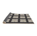 Thickness of Patterned Black Novelty Rug, pat3621