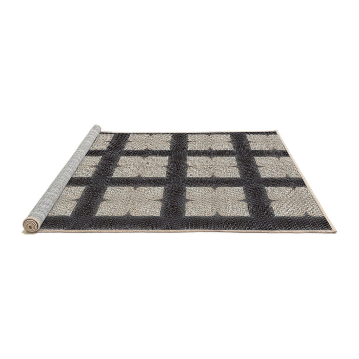 Serging Thickness of Machine Washable Transitional Black Rug, wshpat3621