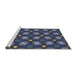 Serging Thickness of Machine Washable Transitional Slate Blue Grey Blue Rug, wshpat3622