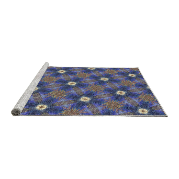 Serging Thickness of Machine Washable Transitional Lavender Purple Rug, wshpat3623