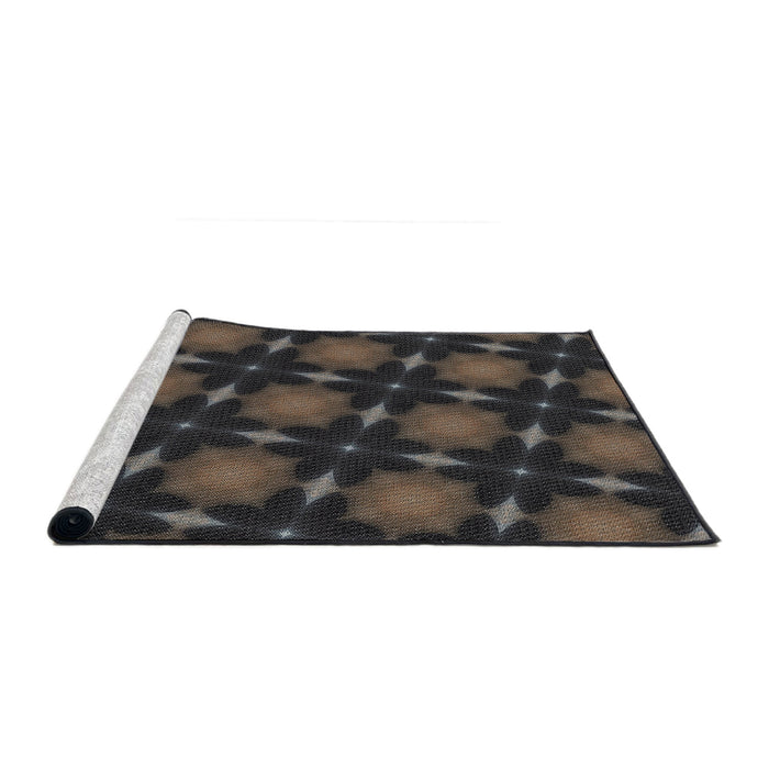 Serging Thickness of Machine Washable Transitional Midnight Gray Rug, wshpat3628