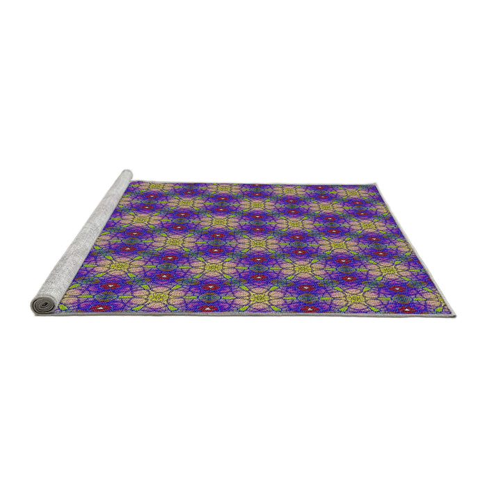 Serging Thickness of Machine Washable Transitional Bright Purple Rug, wshpat363