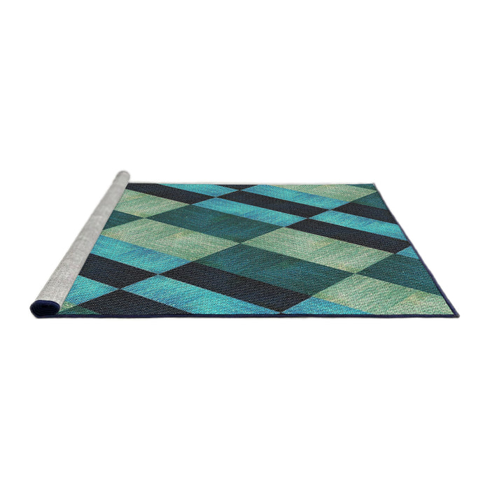 Serging Thickness of Machine Washable Transitional Dark Blue Grey Blue Rug, wshpat3637