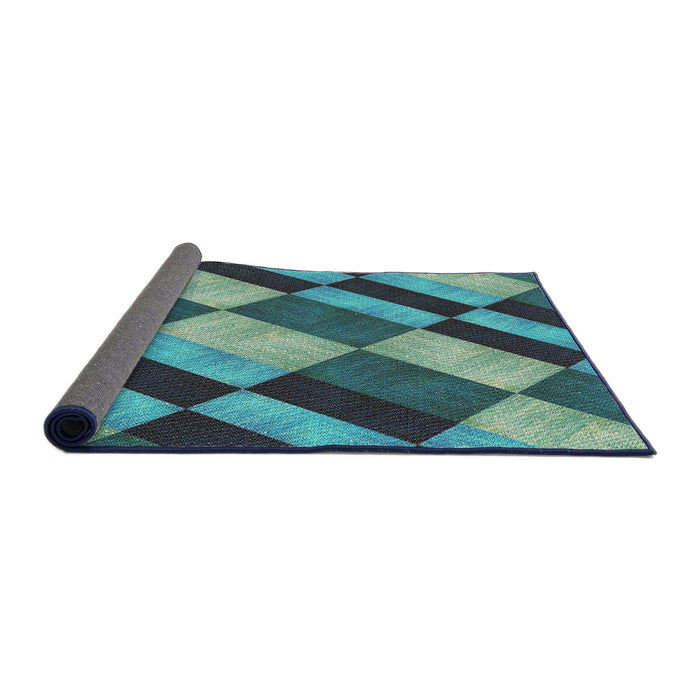 Thickness of Patterned Dark Blue Grey Blue Novelty Rug, pat3637