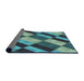 Thickness of Patterned Dark Blue Grey Blue Novelty Rug, pat3637