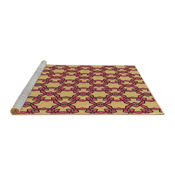 Serging Thickness of Machine Washable Transitional Saffron Red Rug, wshpat3639