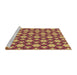 Serging Thickness of Machine Washable Transitional Saffron Red Rug, wshpat3639