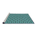 Serging Thickness of Machine Washable Transitional Celeste Blue Rug, wshpat3643