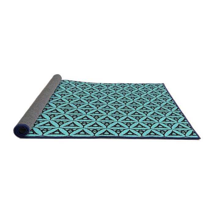 Thickness of Patterned Sky Blue Novelty Rug, pat3643