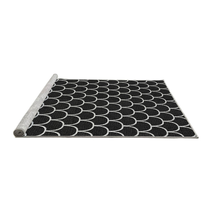 Serging Thickness of Patterned Gray Abstract Machine Washable Rug, wshpat3644