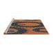 Serging Thickness of Patterned Orange Brown Abstract Machine Washable Rug, wshpat3646