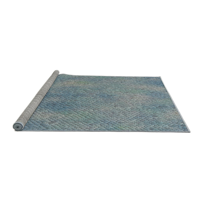Serging Thickness of Machine Washable Transitional Green Rug, wshpat3650