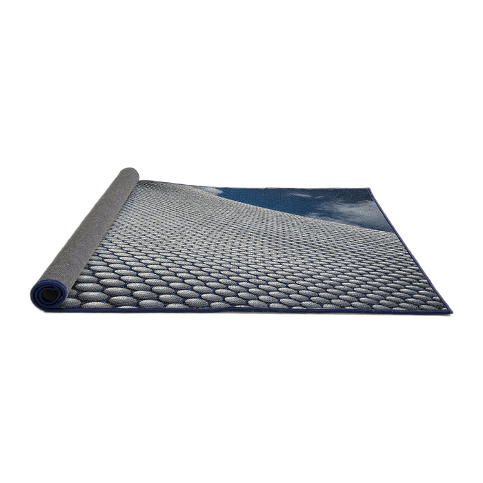 Thickness of Patterned Dark Blue Grey Blue Novelty Rug, pat3651