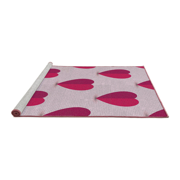 Serging Thickness of Machine Washable Transitional Pink Violet Pink Rug, wshpat3652