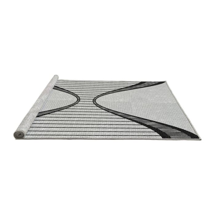 Serging Thickness of Machine Washable Transitional White Smoke Rug, wshpat3653