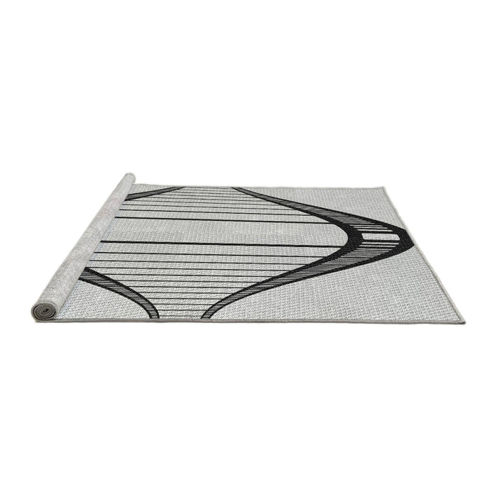 Serging Thickness of Machine Washable Transitional Gray Rug, wshpat3655