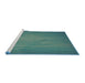 Serging Thickness of Machine Washable Transitional Medium Teal Green Rug, wshpat366