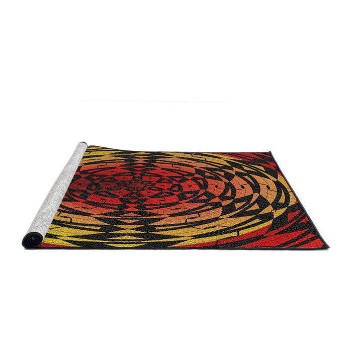 Serging Thickness of Machine Washable Transitional Red Rug, wshpat3666