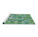 Serging Thickness of Machine Washable Transitional Green Rug, wshpat3668