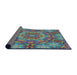 Thickness of Patterned Blue Green Modern Rug, pat3675