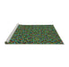 Serging Thickness of Machine Washable Transitional Green Rug, wshpat3676