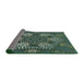 Thickness of Patterned Dark Forest Green Modern Rug, pat3679