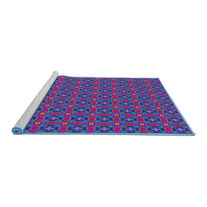 Serging Thickness of Machine Washable Transitional Steel Blue Rug, wshpat3681