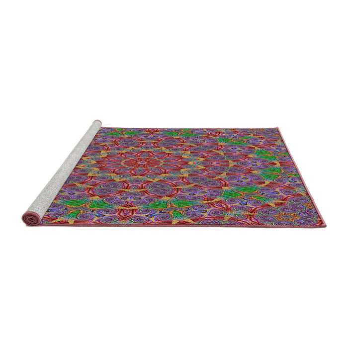 Serging Thickness of Machine Washable Transitional Dark Raspberry Purple Rug, wshpat3682