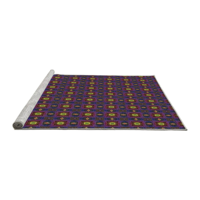 Serging Thickness of Machine Washable Transitional Mauve Taupe Purple Rug, wshpat3684