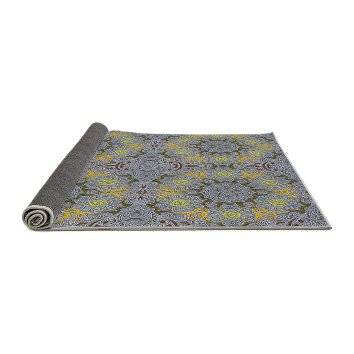 Thickness of Patterned Pale Silver Gray Novelty Rug, pat3685