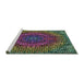 Serging Thickness of Machine Washable Transitional Green Rug, wshpat3686