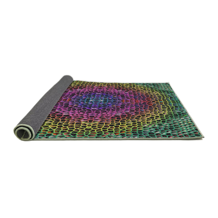 Thickness of Patterned Green Novelty Rug, pat3686
