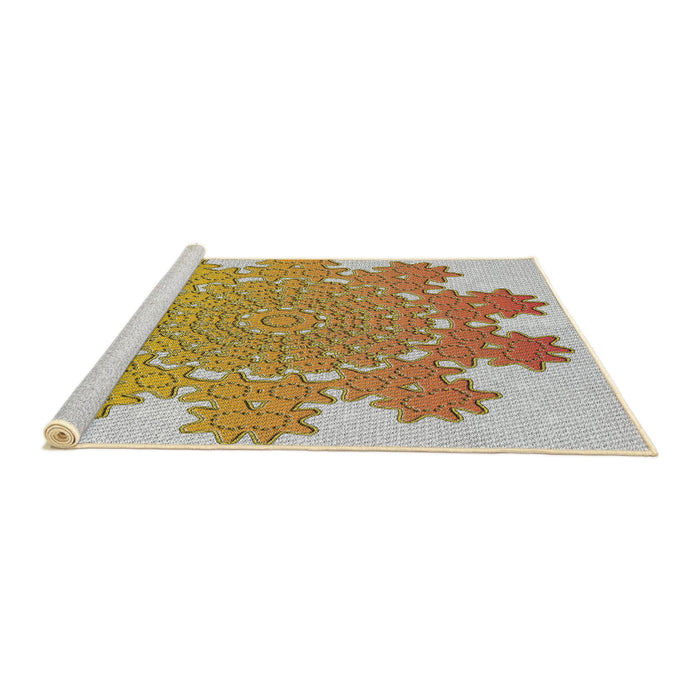 Serging Thickness of Machine Washable Transitional Copper Brown Rug, wshpat3688