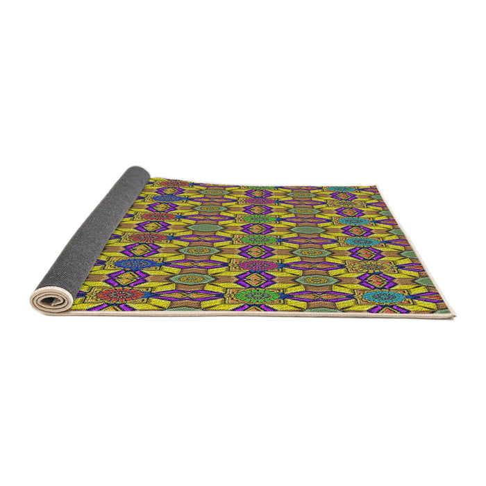 Thickness of Patterned Metallic Gold Novelty Rug, pat3690
