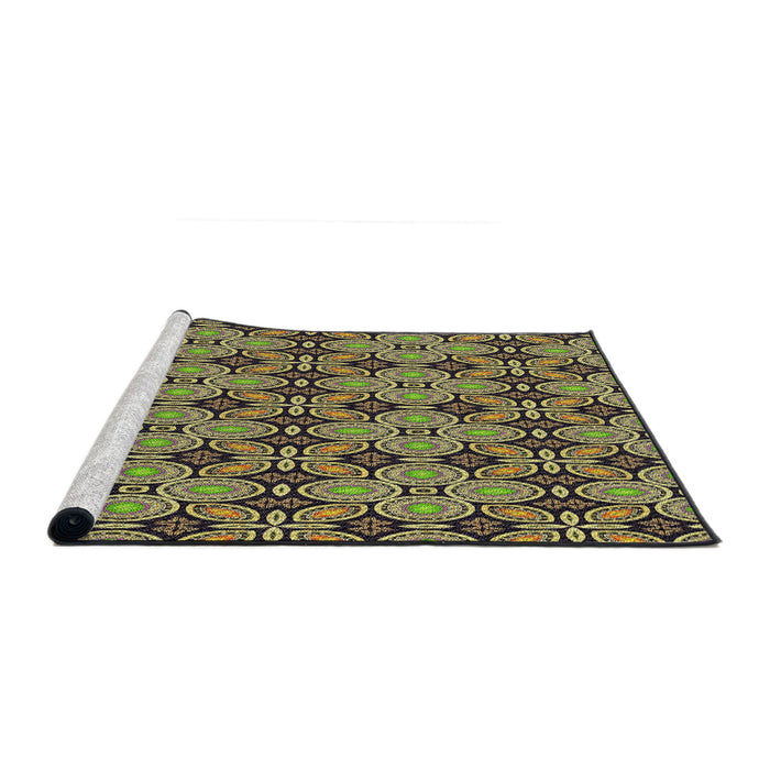 Serging Thickness of Machine Washable Transitional Burgundy Brown Rug, wshpat3691