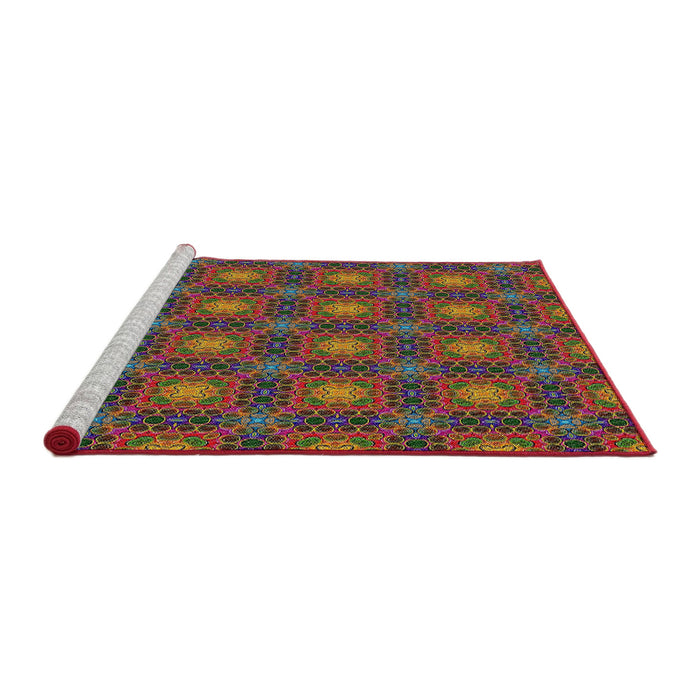 Serging Thickness of Machine Washable Transitional Purple Maroon Purple Rug, wshpat3693