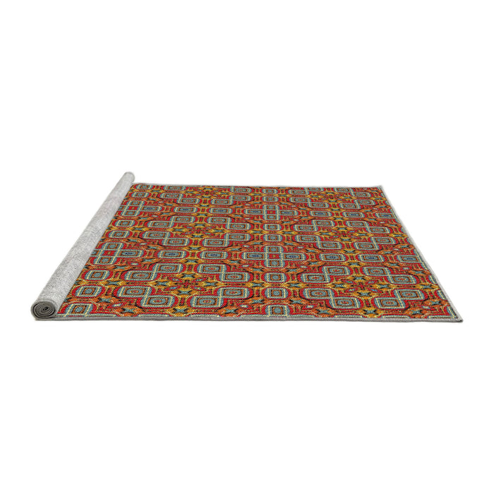 Serging Thickness of Machine Washable Transitional Tomato Red Rug, wshpat3697