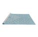 Serging Thickness of Machine Washable Transitional Blue Rug, wshpat37