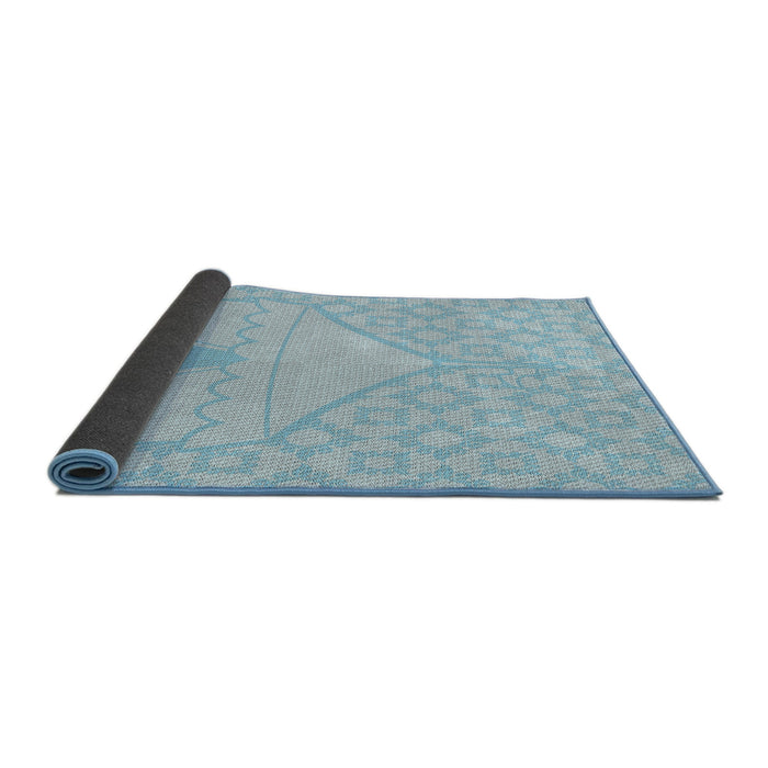 Thickness of Patterned Blue Novelty Rug, pat37