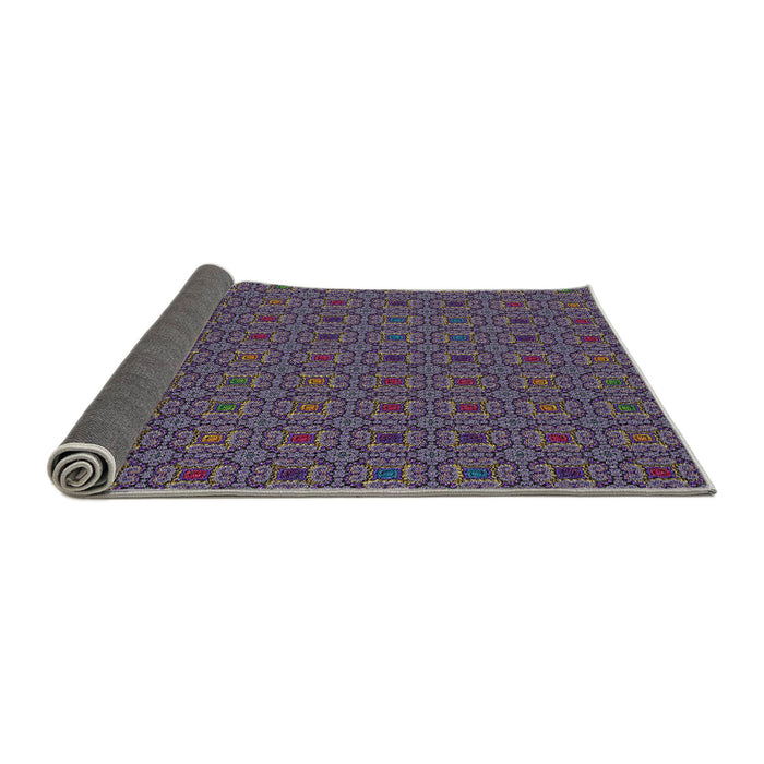 Thickness of Patterned Dark Purple Novelty Rug, pat3702