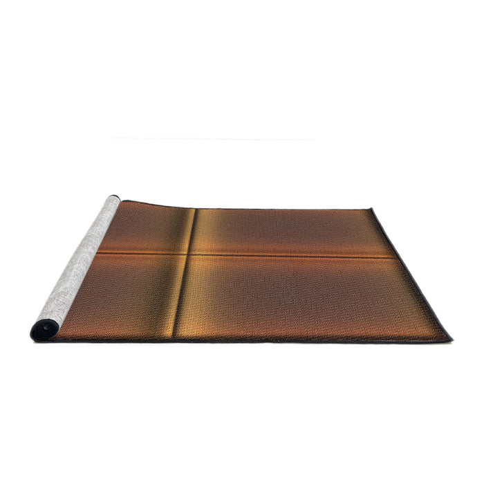 Serging Thickness of Machine Washable Transitional Bronze Brown Rug, wshpat3704