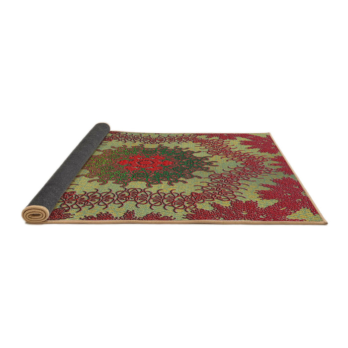 Thickness of Patterned Copper Green Novelty Rug, pat3707