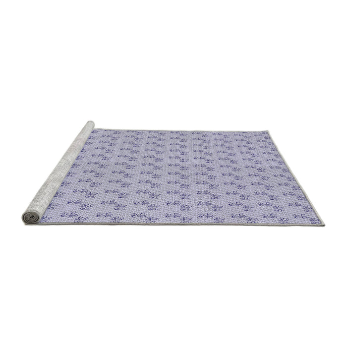 Serging Thickness of Machine Washable Transitional Pale Lilac Purple Rug, wshpat371