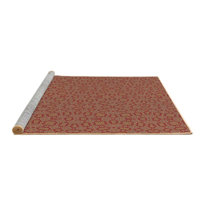 Serging Thickness of Machine Washable Transitional Sand Brown Rug, wshpat3715