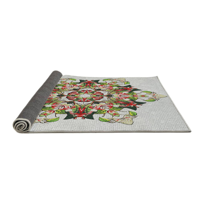 Thickness of Patterned Army Brown Novelty Rug, pat3719
