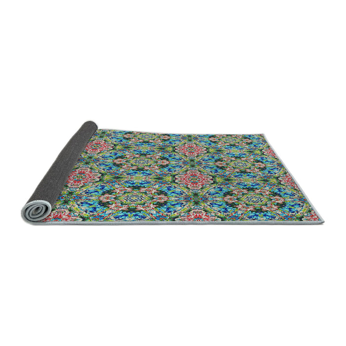 Thickness of Patterned Blue Green Modern Rug, pat3720