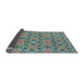 Thickness of Patterned Blue Green Modern Rug, pat3720