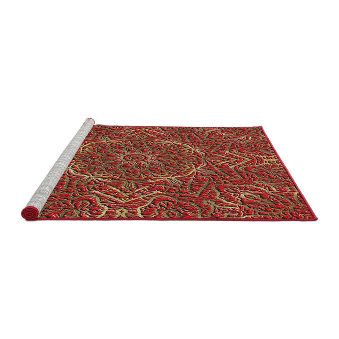 Serging Thickness of Machine Washable Transitional Tomato Red Rug, wshpat3721