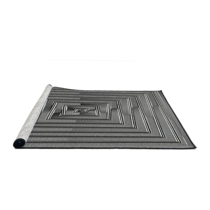 Serging Thickness of Machine Washable Transitional Dark Gray Rug, wshpat3724