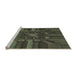 Serging Thickness of Machine Washable Transitional Khaki Green Rug, wshpat3725